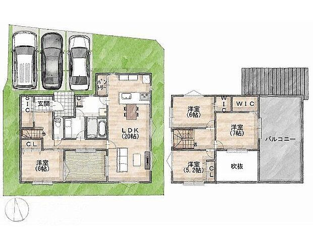 建物プラン面積:117.58m2 建物プラン価格:1480万円 【参考プラン間取り図】
級建築士×女性コーディネーター監修『ママに嬉しい家事ラク動線』設計