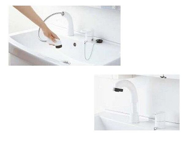 【その他設備】＼同仕様写真／水栓はコンパクトで水撥ねしにくいシングルレバーシャワーです。洗面ボウルは人口大理石製なので陶器製に比べて割れにくいです。