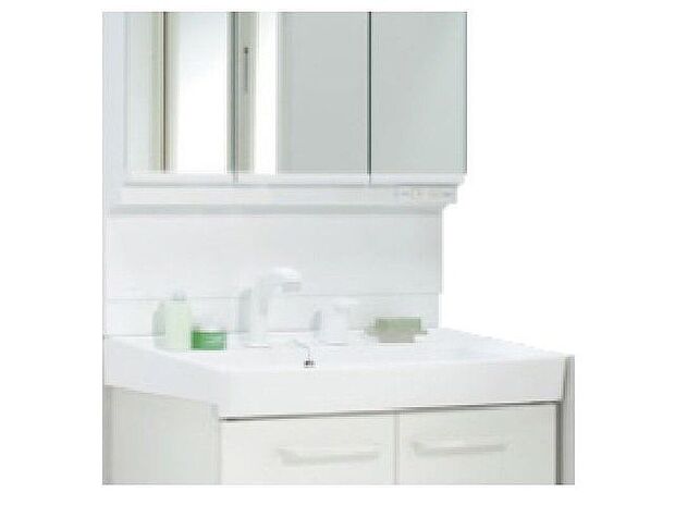 【同仕様画像　（その他内観）】＼同仕様写真／ミラー扉の内側がすべて収納スペースになっています。収納物に応じて高さ調整が可能。取り外して洗えるので清潔です！