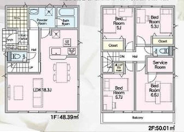 (1号棟)、価格6290万円、4LDK、土地面積174.84m2、建物面積98.4m2
