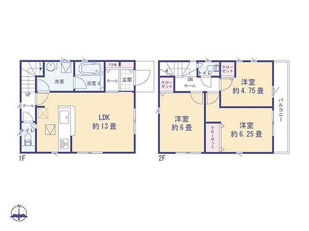 【3LDK】こちらの間取り図で、お部屋の配置や動線をイメージしていただけます。お部屋ごとの広さやレイアウトを参考に、生活のシーンを思い描いてみてください。
