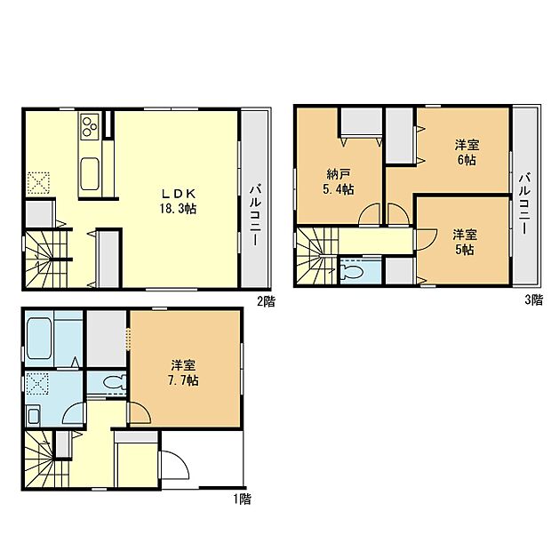 【3LDK+S】2号棟間取図