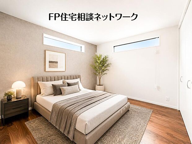 【リビング以外の居室】寝室は常に明るく、気持ちの良い毎朝を迎えられます。（本画像はCGで作成しており、実際に現地に家具はおかれておりません。また価格に家具は含まれておりません。）