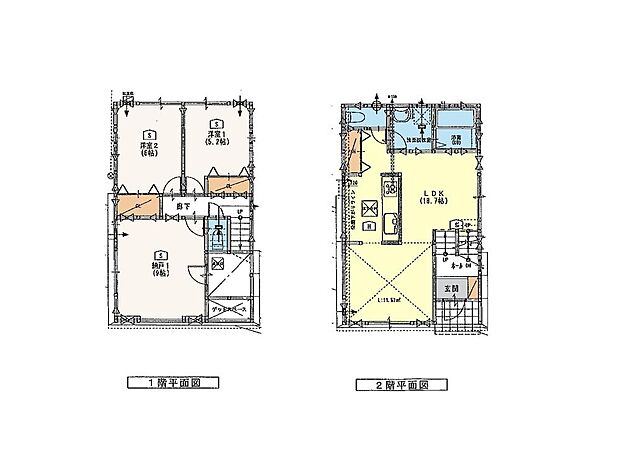 【2LDK+S】間取図