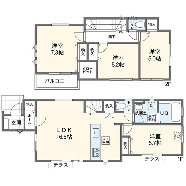 【4LDK】1号棟間取図