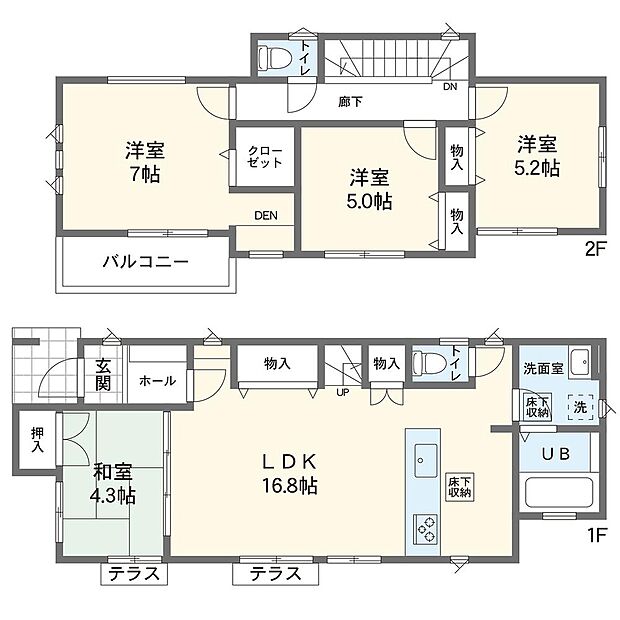 【4LDK】2号棟間取図
