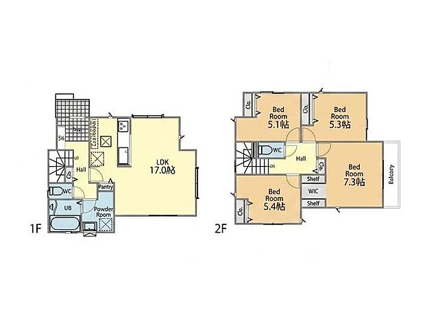 【4LDK】1号棟間取図