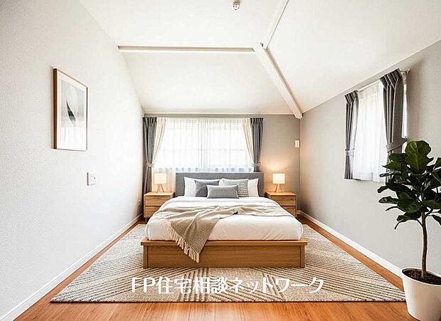 光が取り込みやすい2面採光の居室。日当たり良好です。(本画像はCGで作成しており、実際に現地に家具・家電はおかれておりません。また価格には含まれておりません)