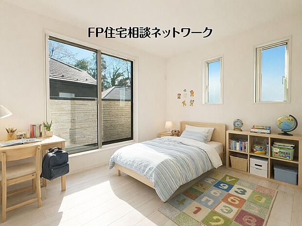 光が沢山取り込める大きな窓。日差しを長時間受ける事が出来る暖かいお部屋です。（本画像はCGで作成しており、実際に現地に家具・家電はおかれておりません。また価格には含まれておりません）