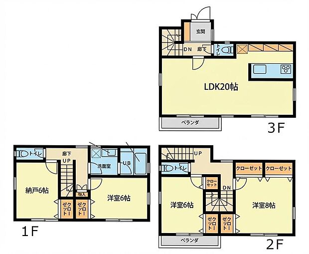 【3LDK+S】間取図