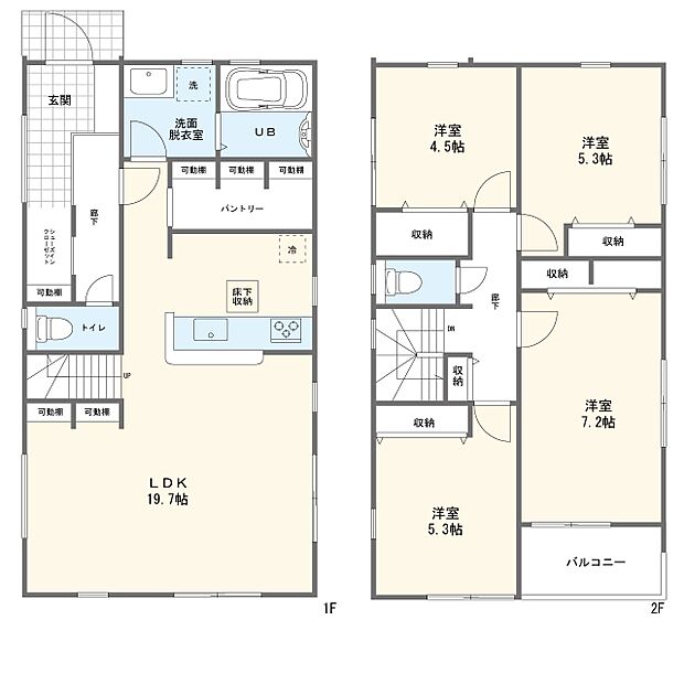 【4LDK】間取図(2号棟)