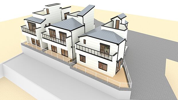 外観イメージパース※ウッドデッキはイメージです。実際には入りませんのでご了承ください。