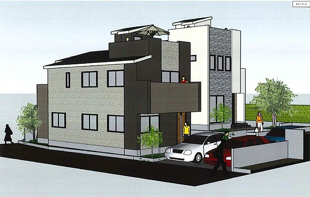 外観イメージパース(※車はイメージです。価格には含まれません。)