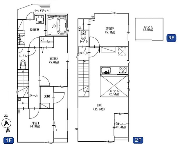 【3LDK】3号棟　間取り