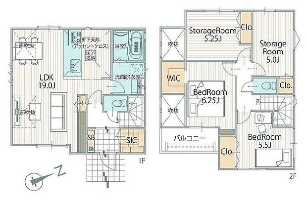 【2LDK+2S】１号棟　間取り