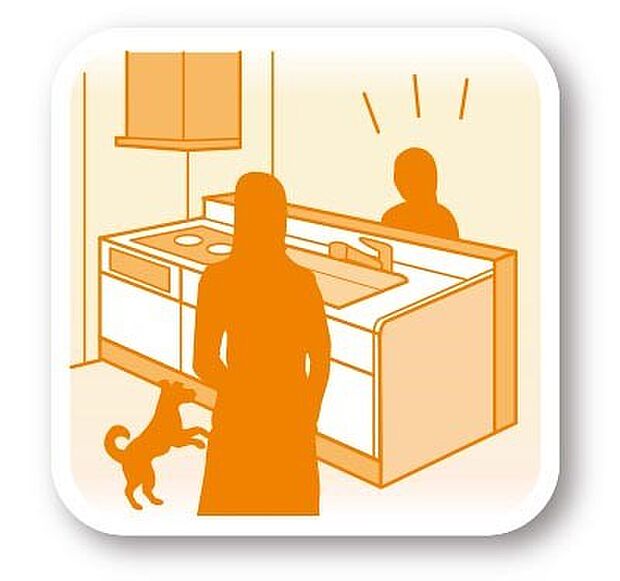 【対面式キッチン】家族や来客とのコミュニケーションが取りやすい、部屋が広く感じられる、片付けや配膳が効率的、開放感がある、 おしゃれなデザイン♪