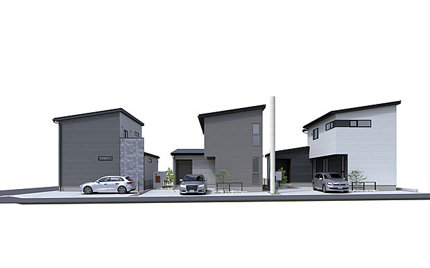 サーラガーデン三ツ相町II 街並みイメージ
統一感のある外観が並ぶ美しい街並み。新しい暮らしが心地よく始まる分譲地です。