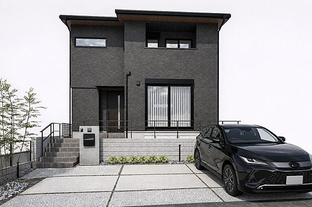 【II期No.12 外観完成予想図】II期 最終1邸モデルハウスがいよいよスタート!駐車スペース3台、高耐候仕様、南西角地に建つ1邸です。
