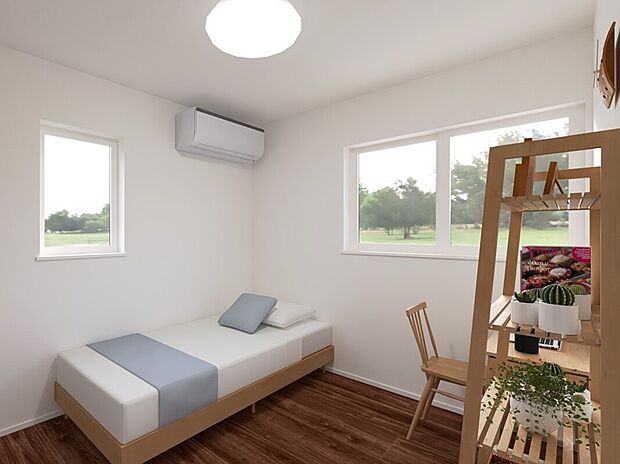 【W-24　2階洋室完成予想図】5.1帖の洋間。収納と広さが同じお部屋が２つあります！