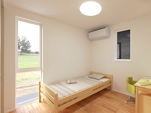 【【No.05】洋室】ナチュラルカラーの洋室は、成長に合わせて模様替えできるお子様のお部屋だけでなく、趣味に没頭できる空間としても最適。たっぷり収納で道具も片付き、集中できる空間を提供します。