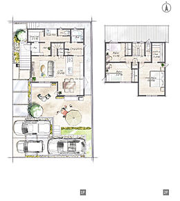 「ただいまー」のあとは玄関脇の独立洗面へ
玄関ホールと洗面室がつながる動線で、
帰宅後すぐに手洗い・うがいができます。
泥んこ・汗まみれの子どもたちは、そのままバスルームへ 