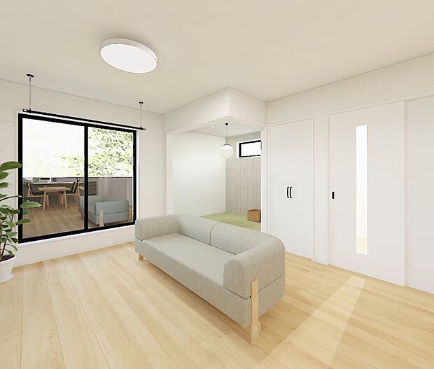 【【3号棟 リビングパース】】本画像はCGで作成しており、実際に現地に家具は置かれておりません。また、価格に家具は含まれておりません。