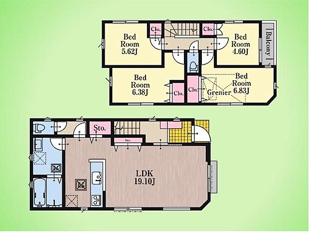 【4LDK】■リビング収納
■車2台
■小屋裏収納