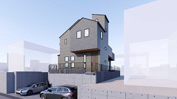 【完成予想図(外観)】シンプルな中にも洗練されたデザインと落ち着きのある色調が高級感を演出しています。