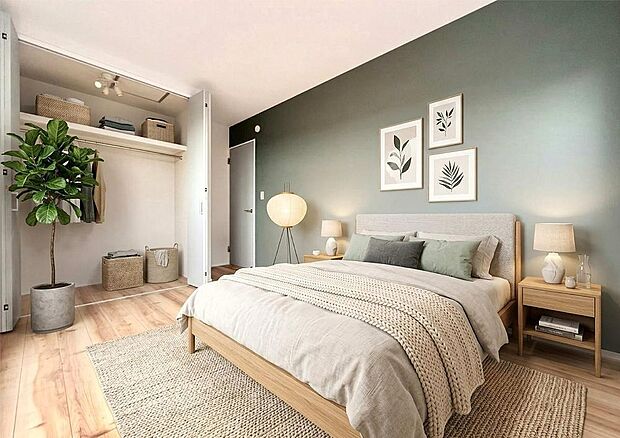 【洋室】全居室に収納を完備しているので、お部屋はいつもすっきり。※画像は実際の室内写真をもとに、家具・調度品の配置例をCG合成したもので、実際とは多少異なります。また、家具等は販売価格に含まれません。