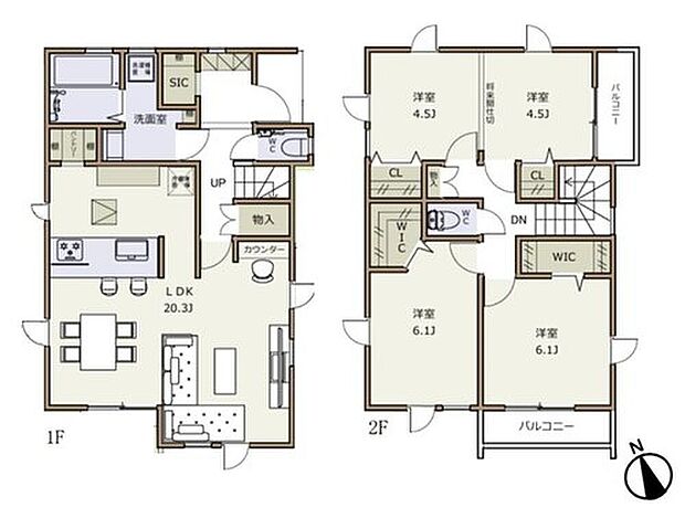 2号棟 3LDK 土地面積125.01m2 建物面積102.68m2