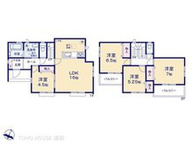 【B号棟 間取り図】4LDK+カースペース2台可