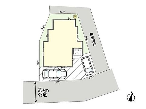【配置図】南向き・カースペース2台