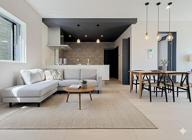 【リビング】家具はCGです。
家族の温かさと陽光の暖かさ、楽しい毎日と明るい未来を予感させる「空間が織り成すひとつ先の住み心地」を演出します。