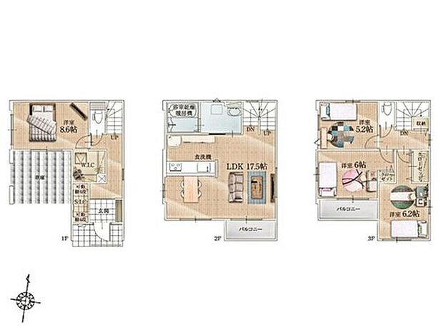 価格6498万円、4LDK、土地面積66.24m2、建物面積120.2m2