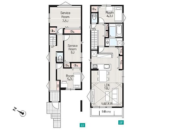 (2号棟)、価格4190万円、2LDK+2S、土地面積90.55m2、建物面積105.89m2
