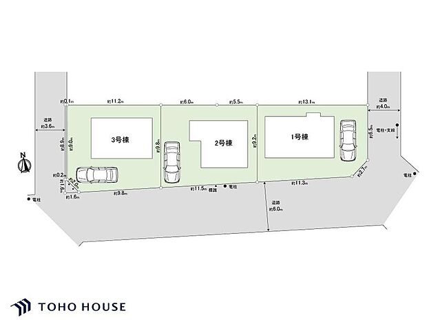 【全体区画図】JR中央線「国分寺」駅まで徒歩24分。お車1台分の駐車スペースを確保できるゆとりある敷地です。