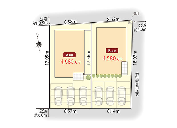 配置図 並列3台駐車可能!