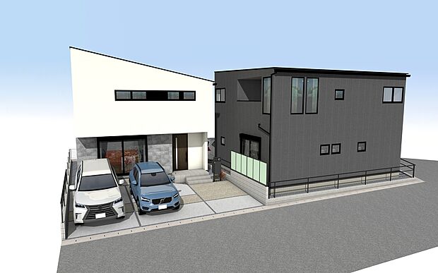 外観パース(右からAB号棟)
並列2~3台駐車可!