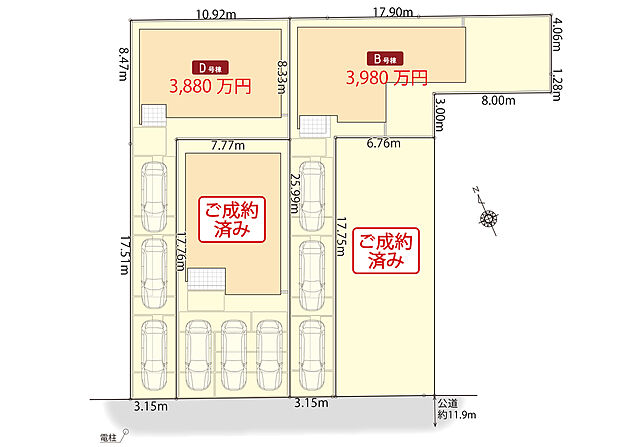 区画図　
駐車3台可能！
