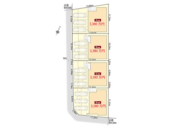 区画図　
並列駐車3台可能！(車種・号棟による)