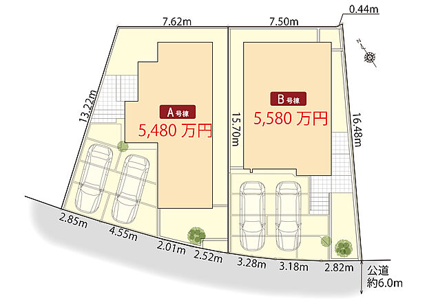 区画図　
並列駐車2台可！