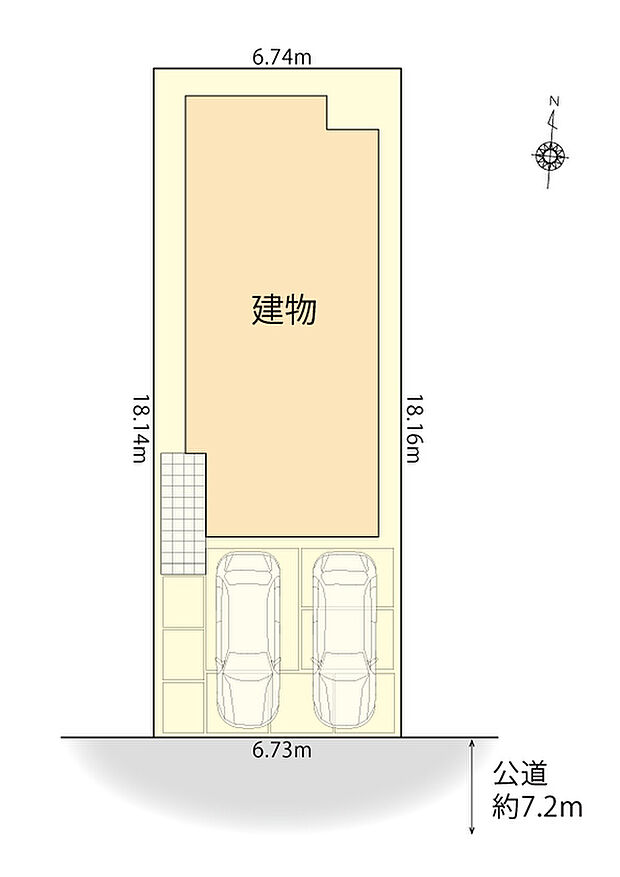 区画配置図　並列駐車2台可能