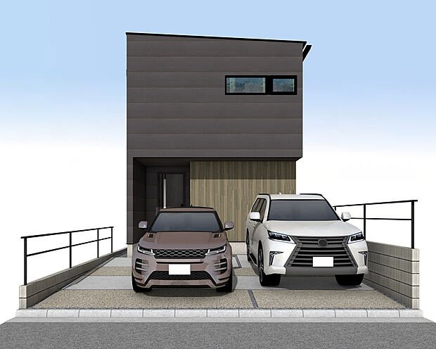 外観パース ウォークインクローゼット・納戸の大型収納など豊富な収納力で各室内を綺麗に保てます。ガス温水式床暖房を搭載し、空気の乾燥、汚すことなく冬場でも快適です。