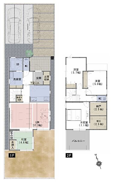 4LDK+WIC+納戸+土間収納＋階段下収納