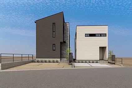 外観パース(右：A号棟　左：B号棟)