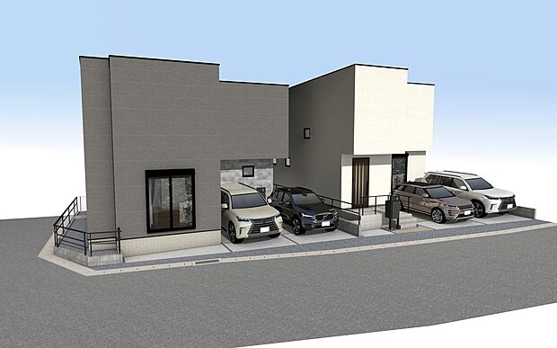 【外観パース全体】■未完成物件の為、モデルハウスへのご案内も致します。お気軽にお問合せ下さいませ。