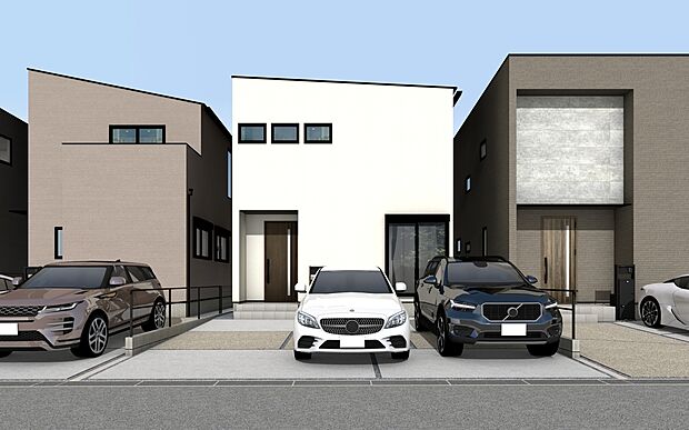 【外観パース E号棟】未完成物件のため、モデルハウスへのご案内も致します!
お気軽に「0120-689-051」へご連絡下さい。