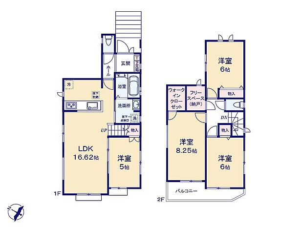 ≪1号棟間取図≫1階洋室の間仕切りを開放すると、約21帖の広々LDKとして利用可能！開放感たっぷりの大空間が広がります♪