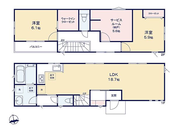 (1号棟)、価格5180万円、2LDK+S、土地面積71.94m2、建物面積87.15m2