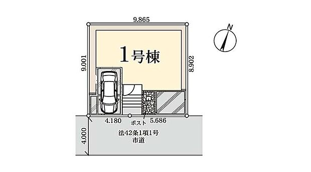 ≪全体区画図≫
南道路で陽当たり良好！
駐輪スペースあり！